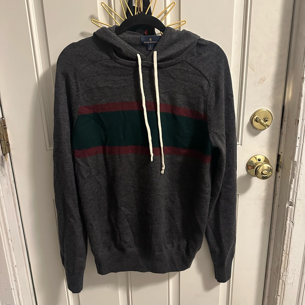 Brooks Brothers Charcoal Hoodie with White Drawstrings
